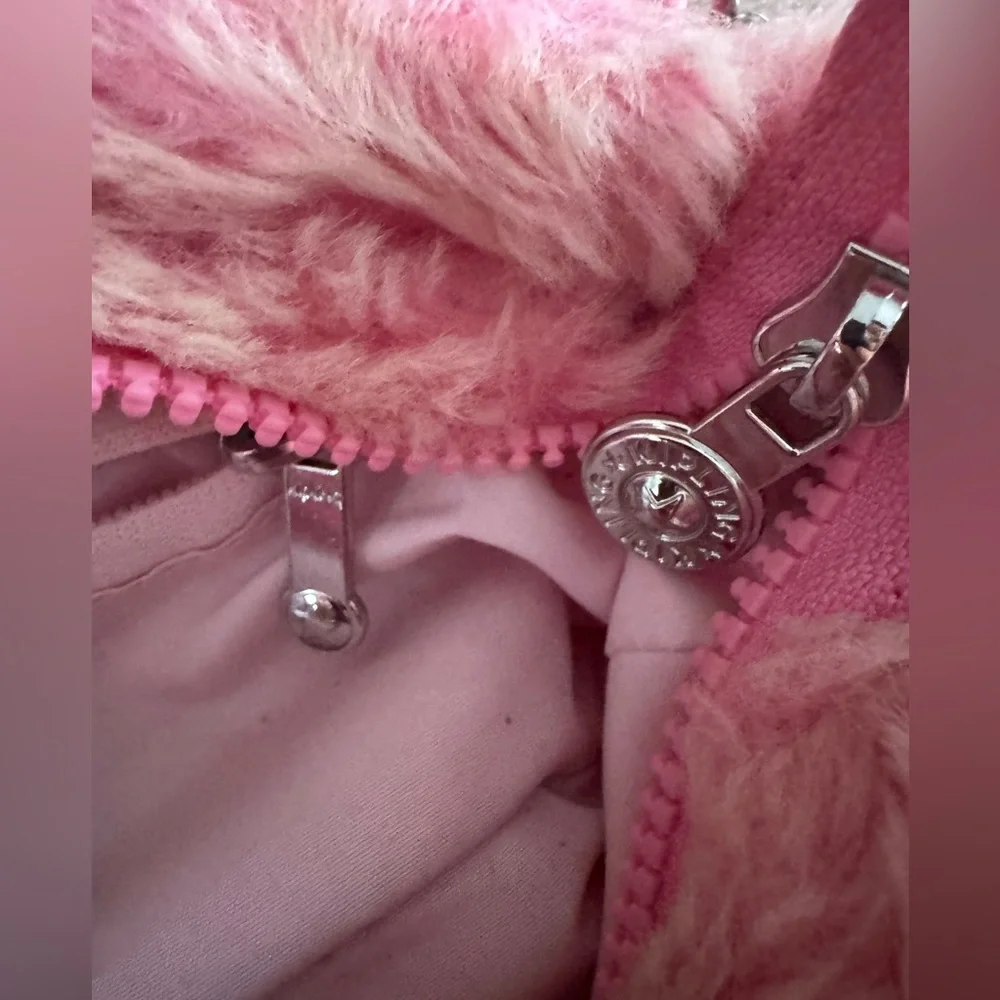Kipling Aras Furry Shoulder Bag Pink Y2K Barbiecore Faux Fur - Picture 8 of 13